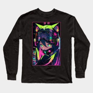 Anime Cat Girl | Quality Anime Design | Chibi Cat Girl Miaw | Manga Anime Art Long Sleeve T-Shirt